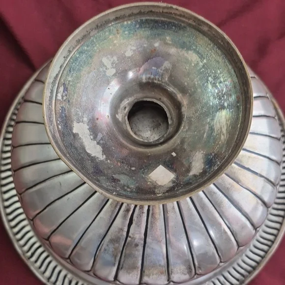 Decorative Silver On Brass Pedestal Bowl - Picture 4 of 4